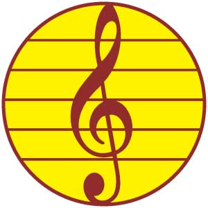 Treble clef in yellow circle